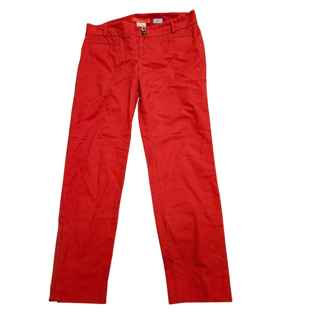 Anthropologie Cartonnier Charlie Ankle Pants Red Zip Hem Cropped Career Size 4